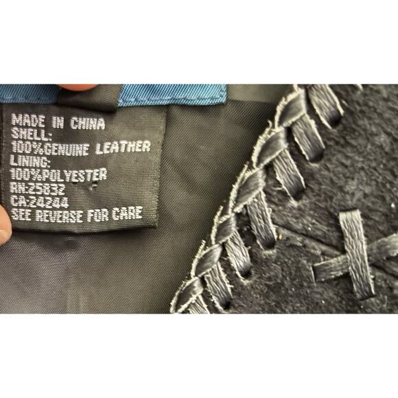 Cripple Creek Black Suede Leather Vest Snap Closure Western Pockets Womens Large - Picture 3 of 7